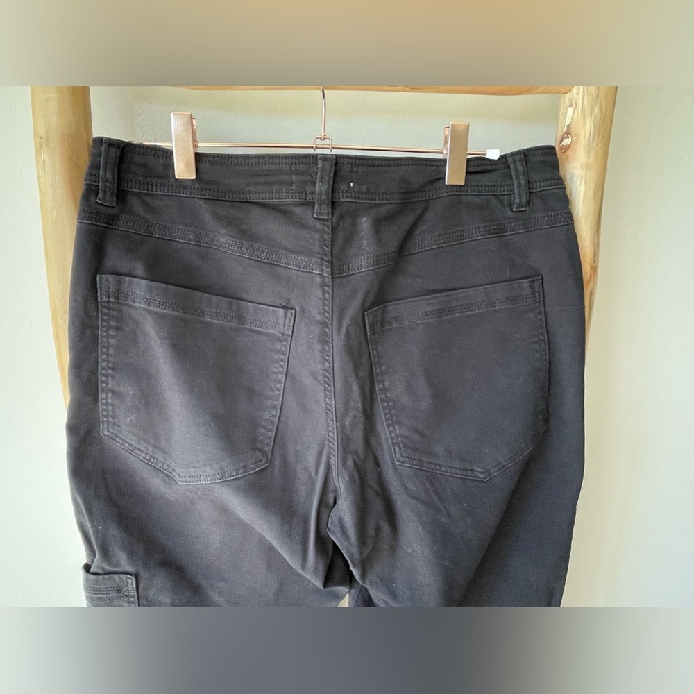 H&M Black Straight Leg Twill Cotton Carpenter Cargo Casual Pants 8 - Picture 7 of 7